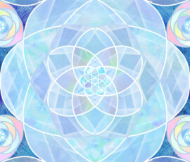 The Rose of Celestite
A luminous mandala in serene pastel blues, shimmering with rainbow impressions—channeling the tranquil, heavenly energy of celestite.
