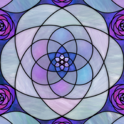 A delicate mandala in soft pastel hues, radiating the gentle heart-centered energy of kunzite.