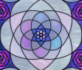 A delicate mandala in soft pastel hues, radiating the gentle heart-centered energy of kunzite.