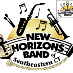 I designed the band chapter's logo in the spirit of the International New Horizons Music logo (see inset). Being located in Noank, CT, the anchor is a nod to the seaside town and those who live there ("Noankers"). I swapped the violin and trombone for a saxophone and a trumpet.